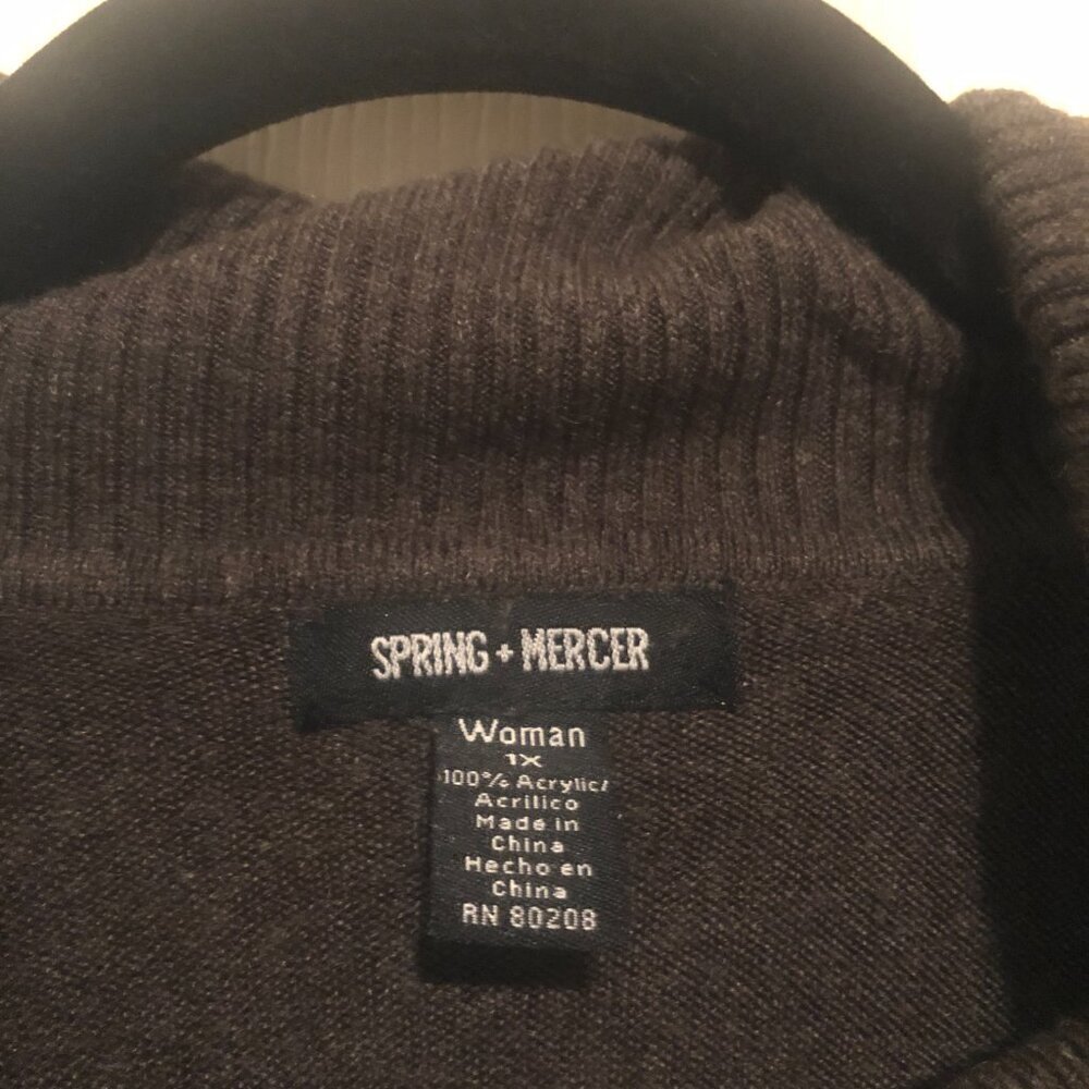 Spring Mercer 3/4 sleeve brown acrylic cowl neck pullover sweater size 1X - Picture 3 of 4